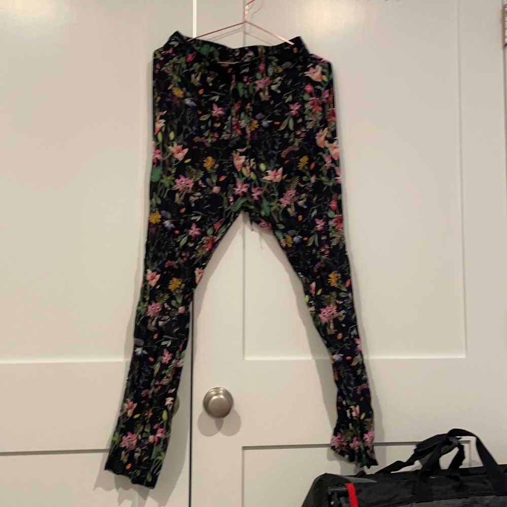 The Kooples floral straight leg pants.